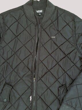 Vans Men's Barka Quilted Bomber Jacket Black Size Medium